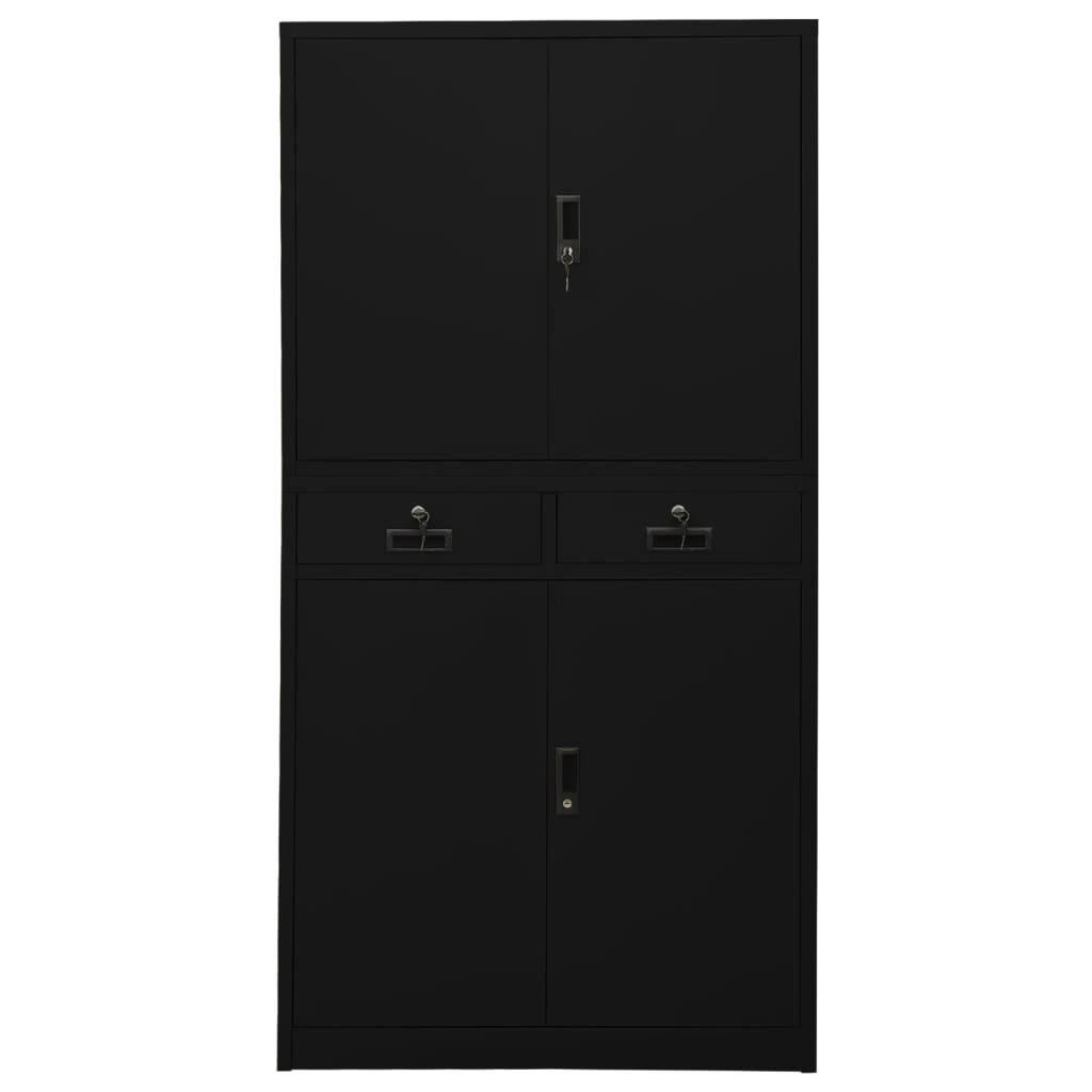 vidaXL Biuro spintelė, juodos spalvos, 90x40x180cm, plienas