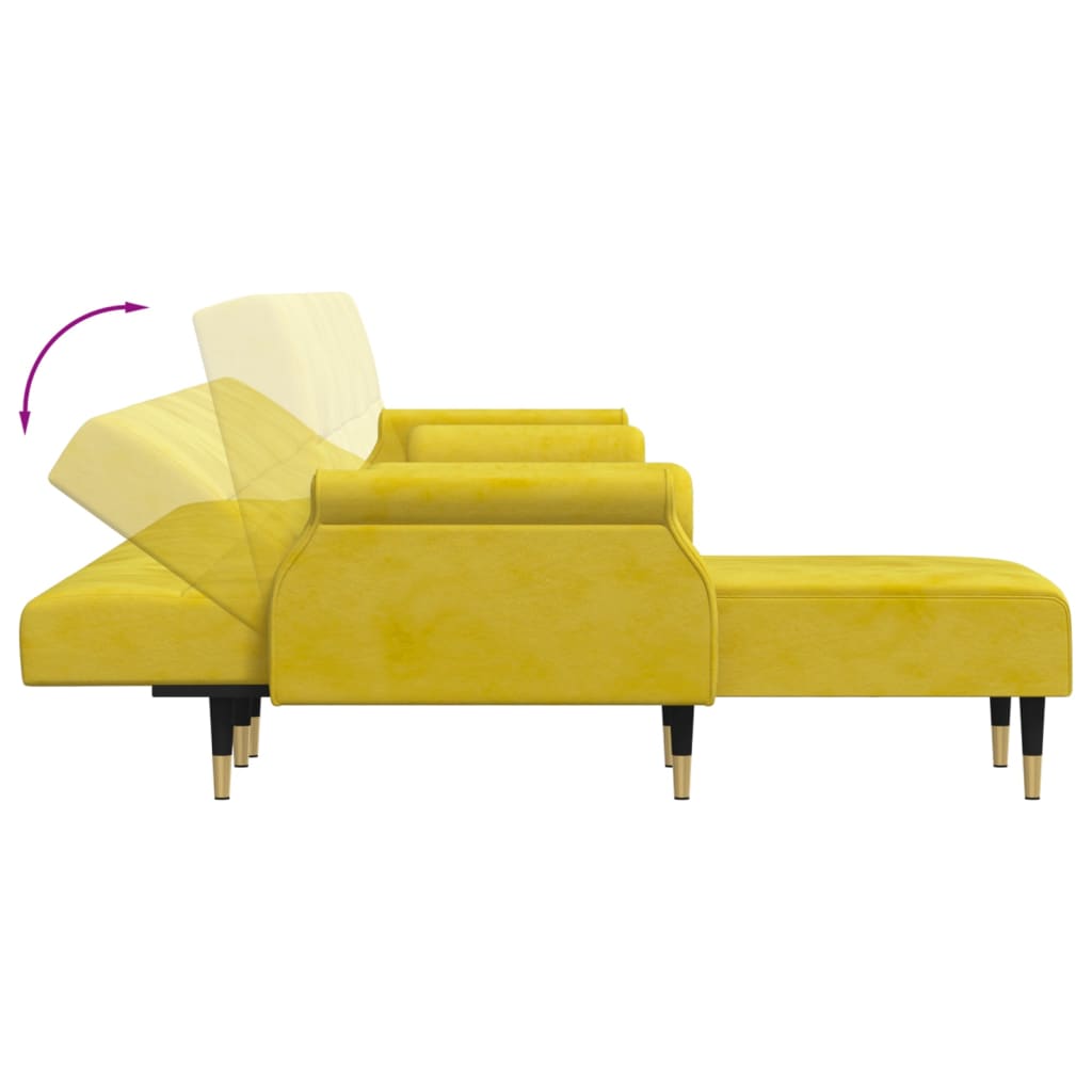 vidaXL L formos sofa-lova, geltonos spalvos, 271x140x70cm, aksomas