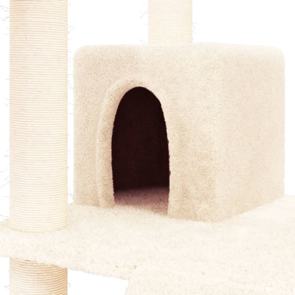 vidaXL Draskyklė katėms su stovais iš sizalio, kreminės spalvos, 83cm