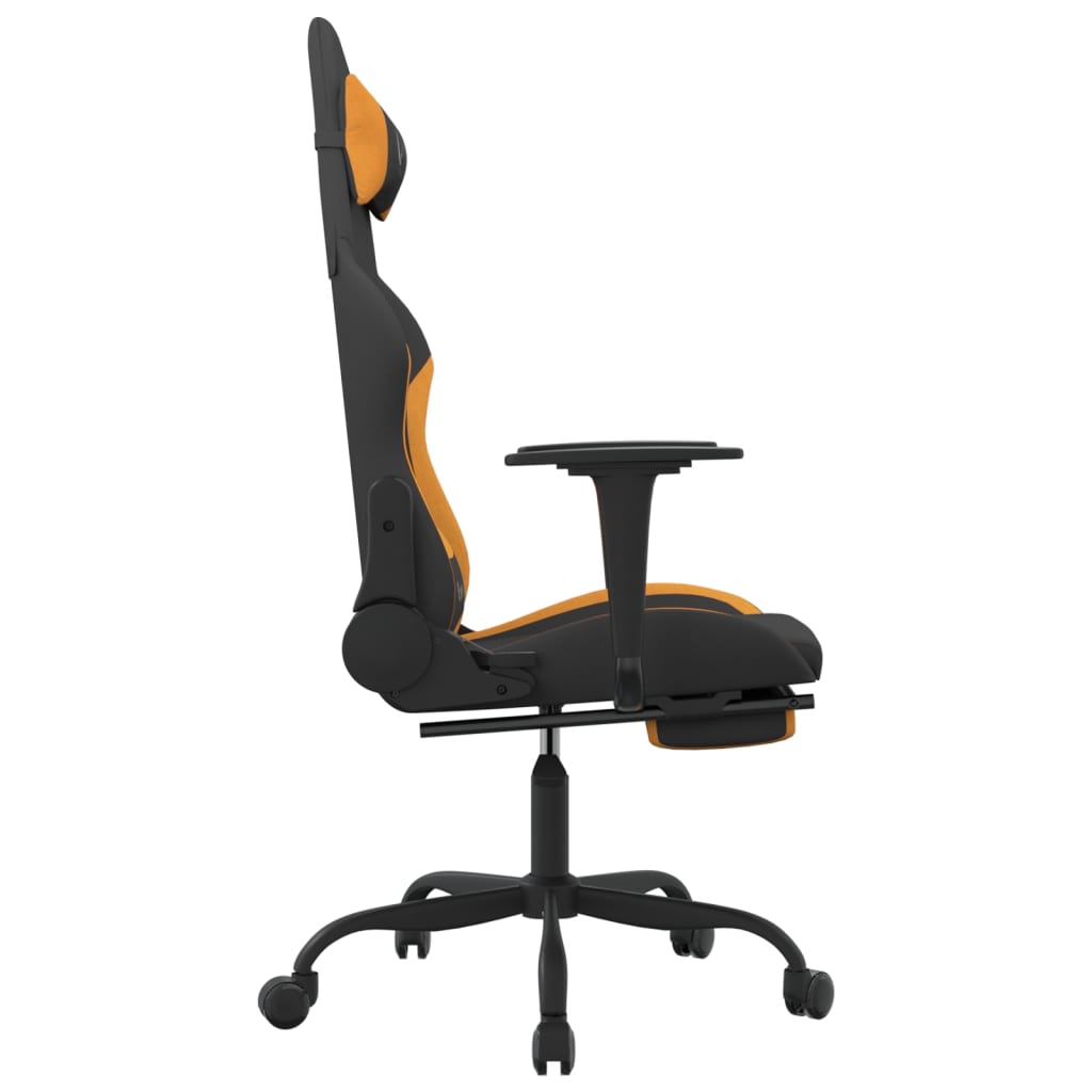 vidaXL Masažinė žaidimų kėdė su pakoja, juoda ir oranžinė, audinys