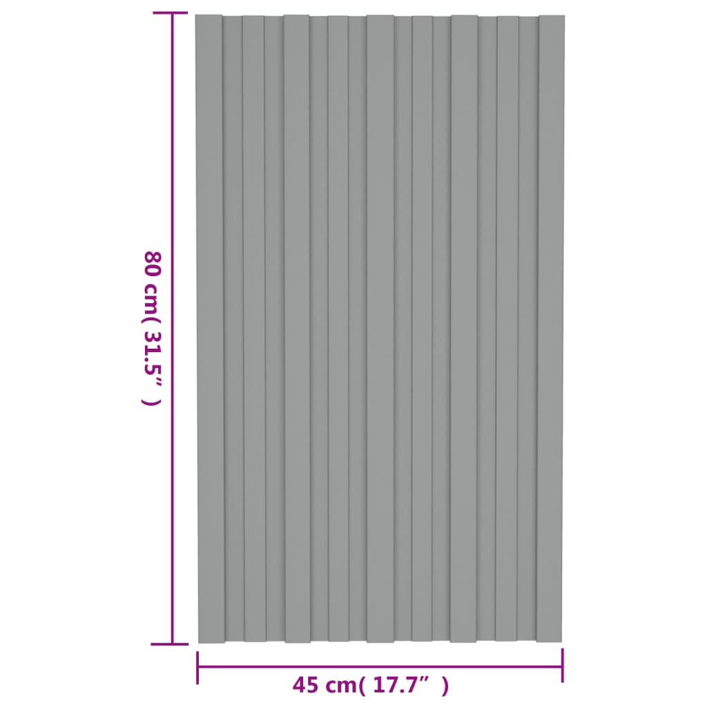vidaXL Stogo plokštės, 36vnt., pilkos, 80x45cm, galvanizuotas plienas