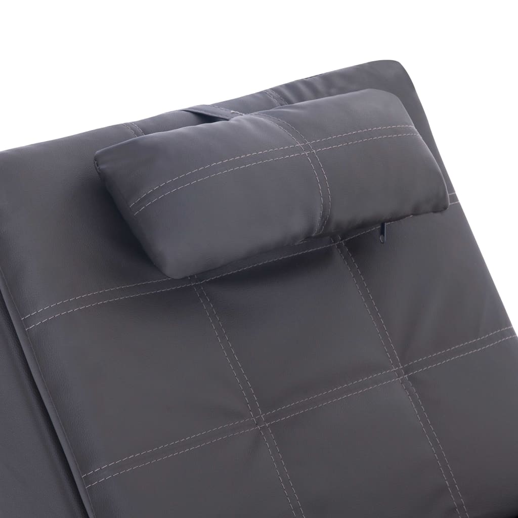 vidaXL Masažinis gultas su pagalve, pilkas, dirbtinė oda