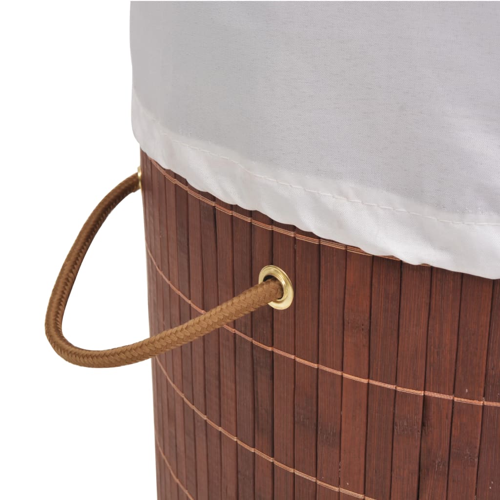 vidaXL Skalbinių krepšys, bambukas, apvalus, rudas