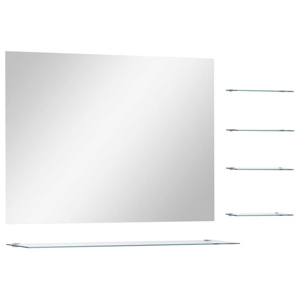 vidaXL Sieninis veidrodis su 5 lentynomis, sidabrinis, 80x60cm
