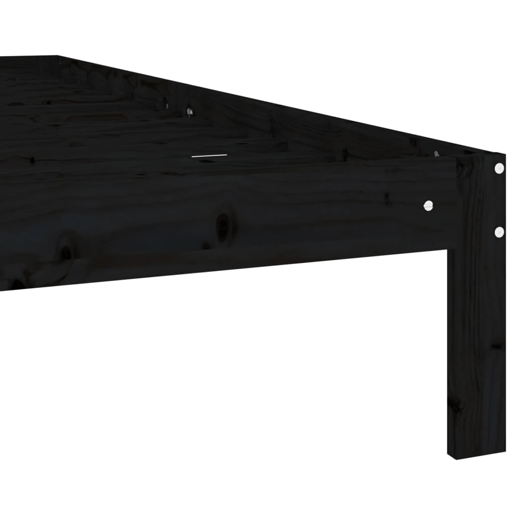 vidaXL Lovos rėmas, juodos spalvos, 120x200cm, pušies medienos masyvas