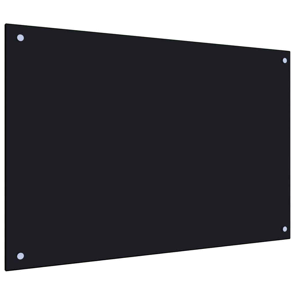 vidaXL Virtuvės sienelė, juodos spalvos, 90x60cm, grūdintas stiklas