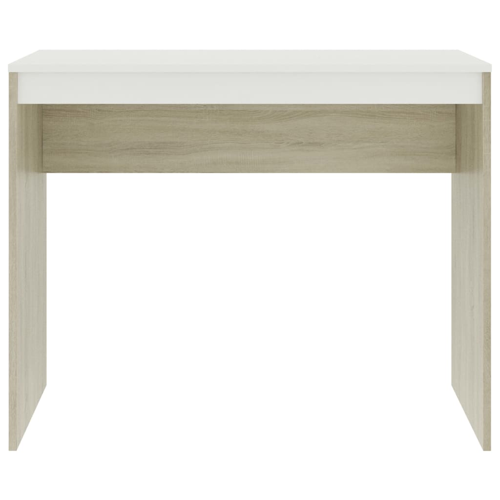 vidaXL Rašomasis stalas, baltas/ąžuolo, 90x40x72 cm, apdirbta mediena