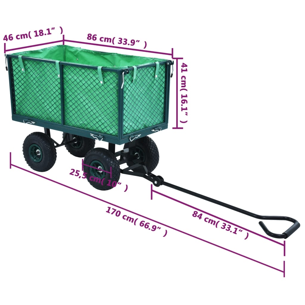 vidaXL Rankinis sodo vežimėlis, žalios spalvos, 350kg