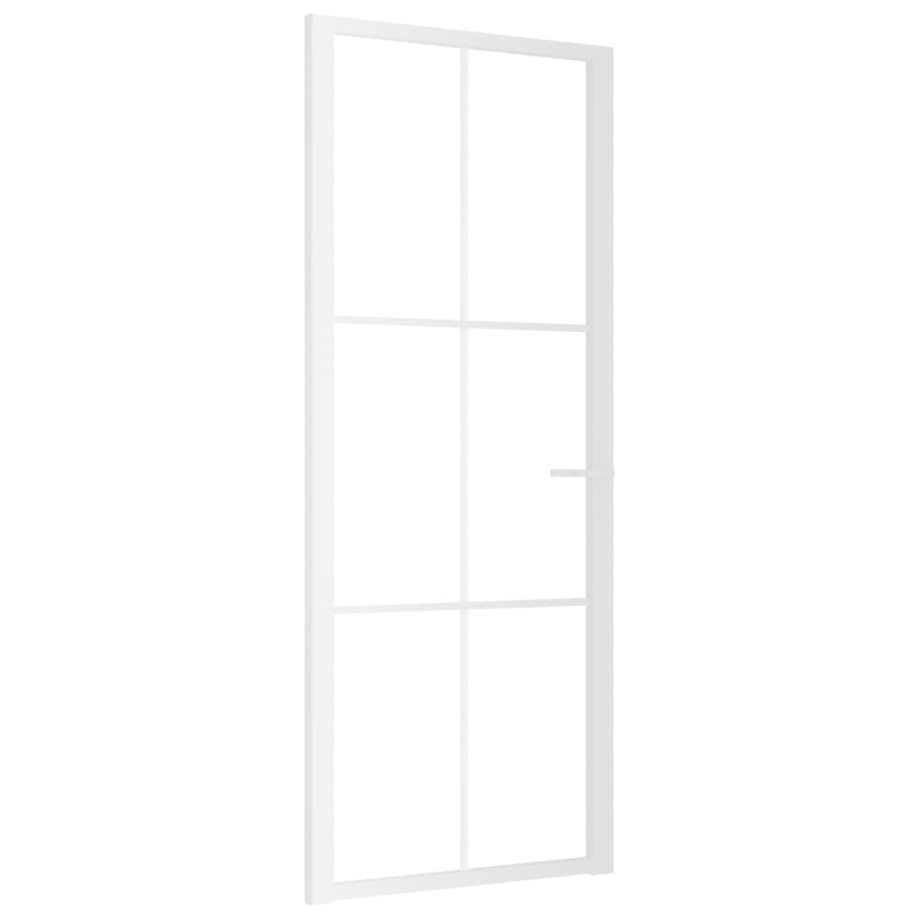 vidaXL Vidaus durys, baltos, 83x201,5cm, ESG stiklas ir aliuminis