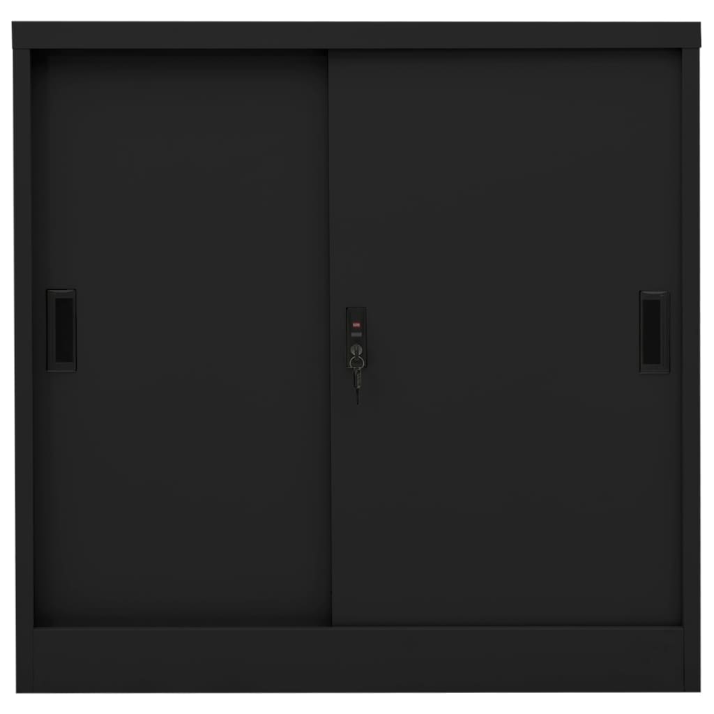 vidaXL Biuro spintelė su stumdomom durim, juoda, 90x40x90cm, plienas