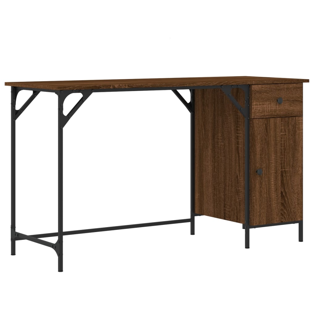 vidaXL Kompiuterio stalas, rudas ąžuolo, 131x48x75cm, mediena