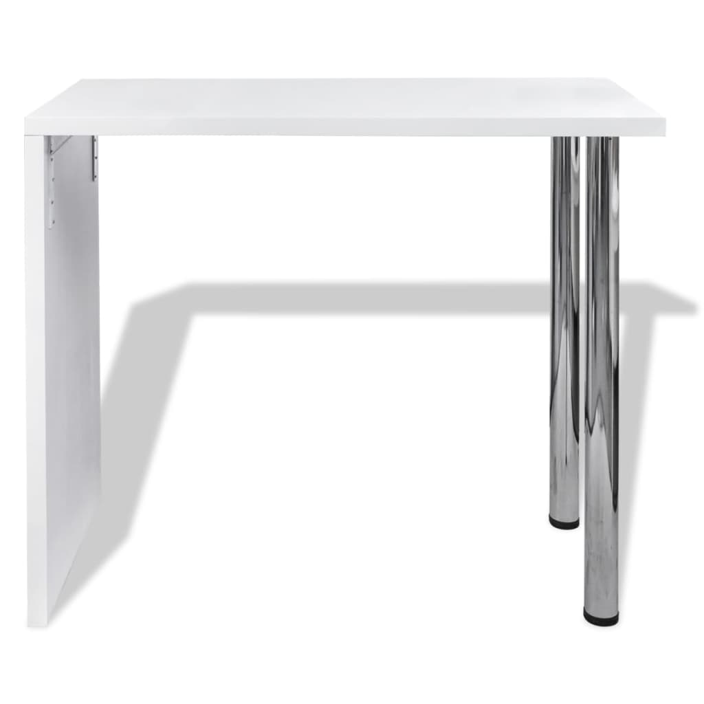 vidaXL Baro stalas, MDF, su 2 plien. kojelėmis, ypač blizgus, baltas