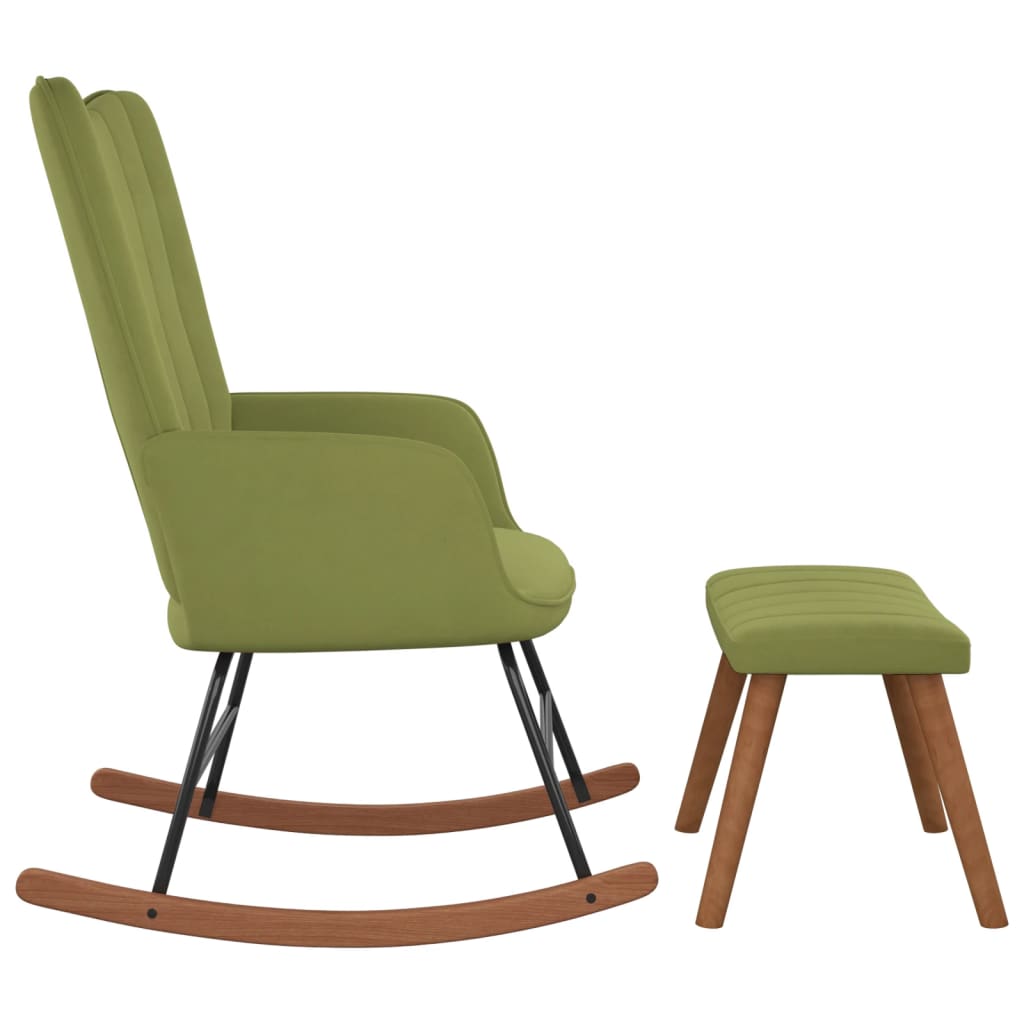 vidaXL Supama kėdė su pakoja, šviesiai žalios spalvos, aksomas