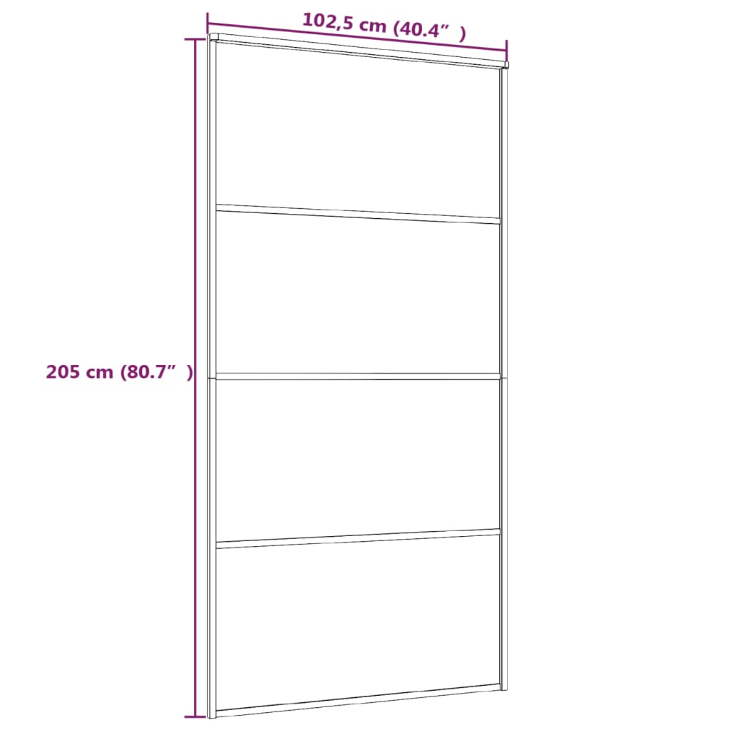 vidaXL Stumdomos durys, juodos, 102,5x205cm, ESG stiklas ir aliuminis
