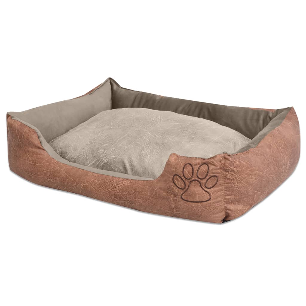 vidaXL Šuns guolis su pagalvėle, PU, dirbtinė oda dydis XL, smėlinis