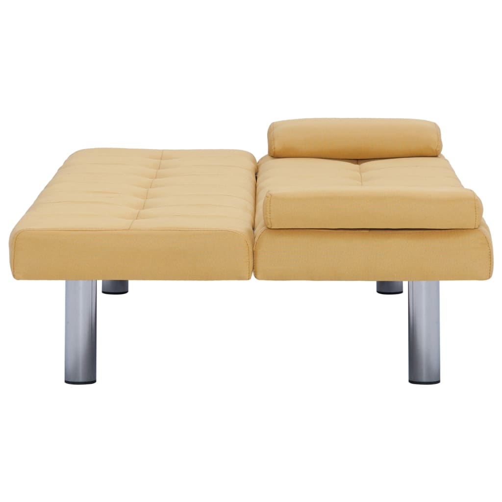 vidaXL Sofa-lova su dviem pagalvėm, geltonos spalvos, poliesteris