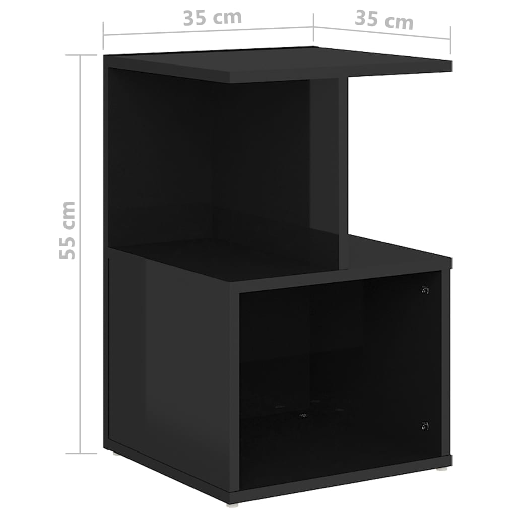 vidaXL Naktinė spintelė, juodos spalvos, 35x35x55cm, MDP, blizgi