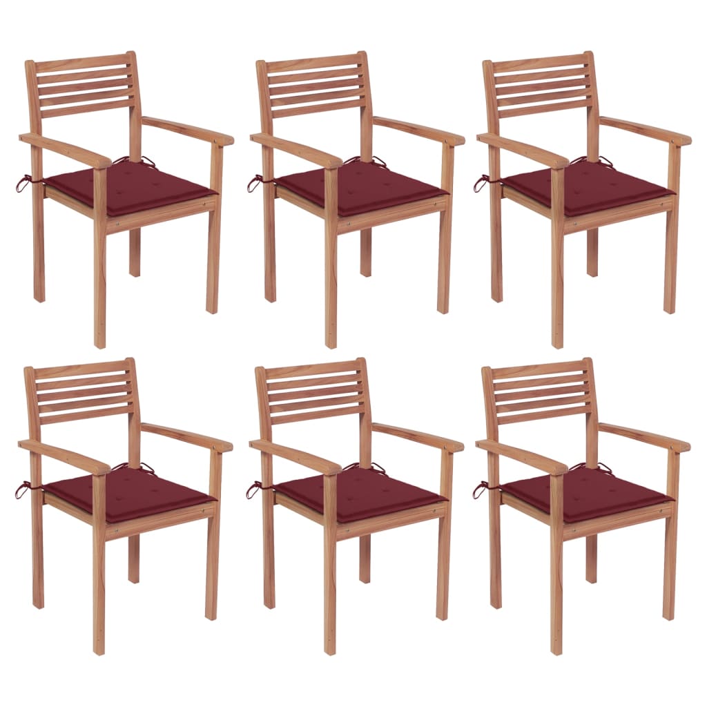 vidaXL Sudedamos sodo kėdės su pagalvėlėmis, 6vnt., tikmedžio masyvas