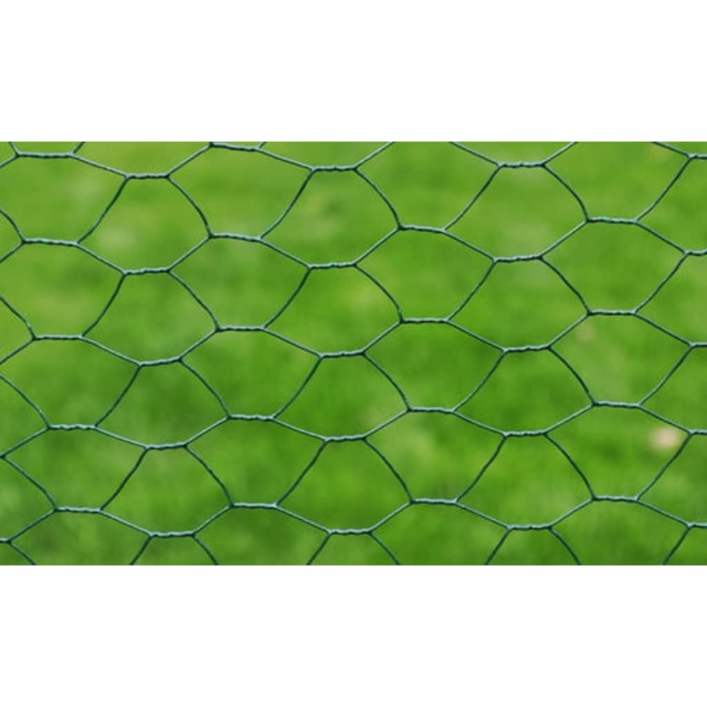 vidaXL Vielinis tinklas viščiukams su PVC danga, žalias, 25x1m