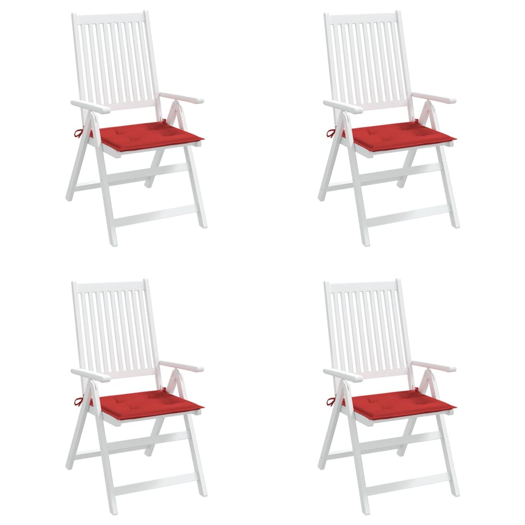 vidaXL Sodo kėdės pagalvėlės, 4vnt., raudonos, 40x40x3cm, audinys