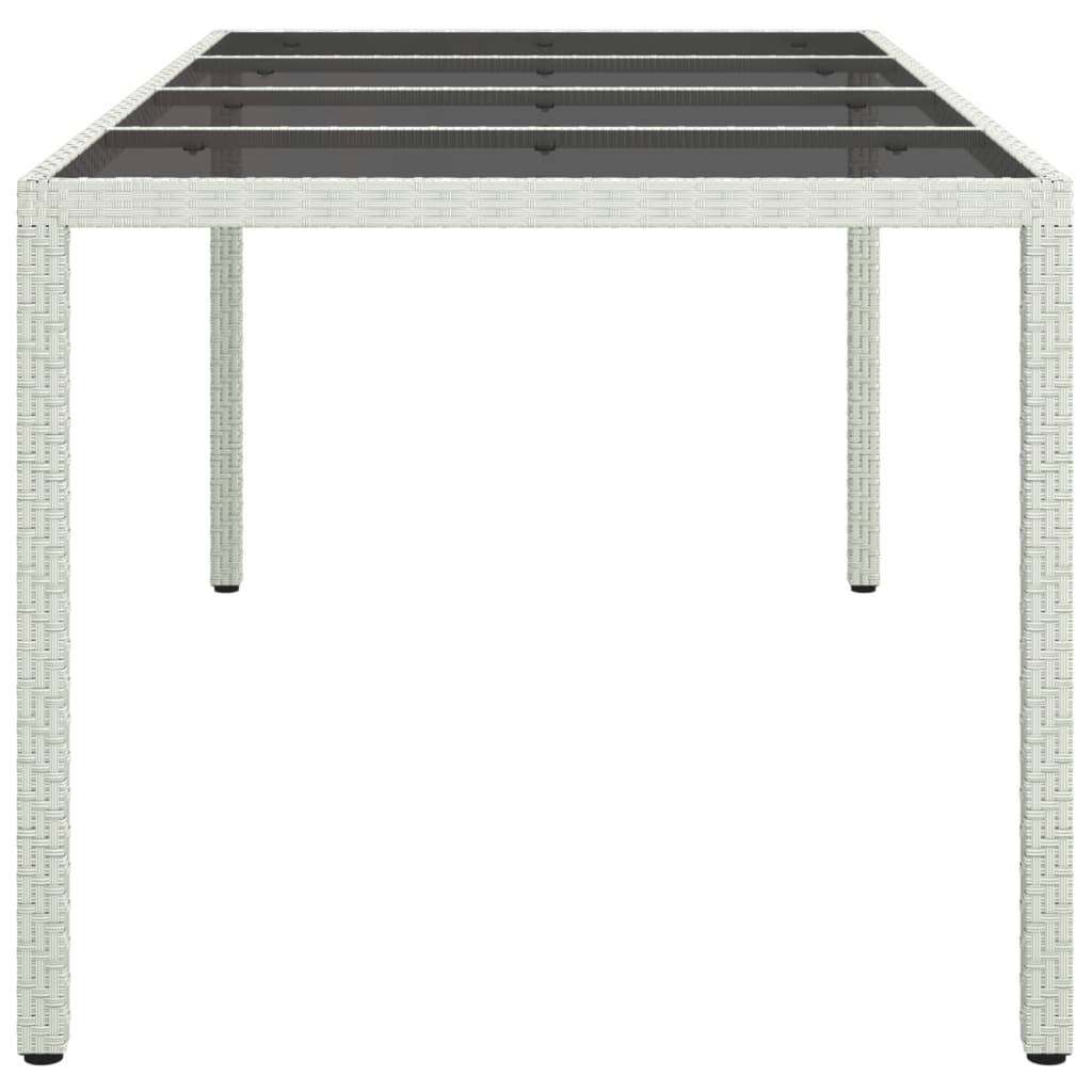 vidaXL Sodo stalas, baltas, 190x90x75cm, grūdintas stiklas/poliratanas