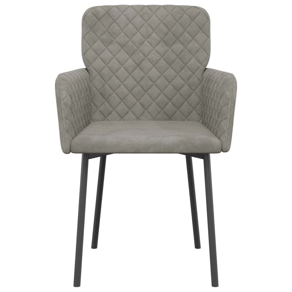 vidaXL Valgomojo kėdės, 2vnt., šviesiai pilkos spalvos, aksomas
