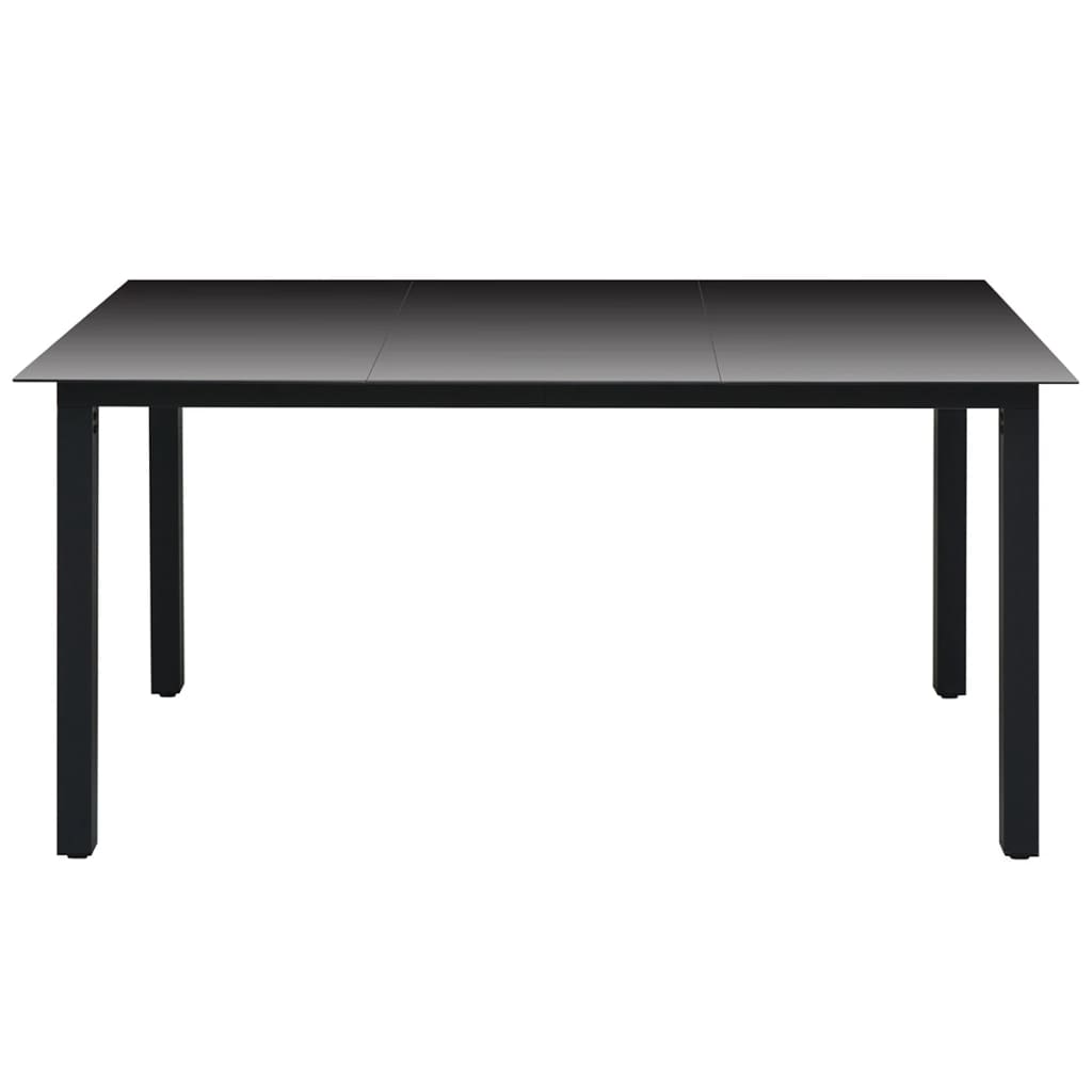 vidaXL Sodo stalas, juodas, 150x90x74cm, aliuminis ir stiklas