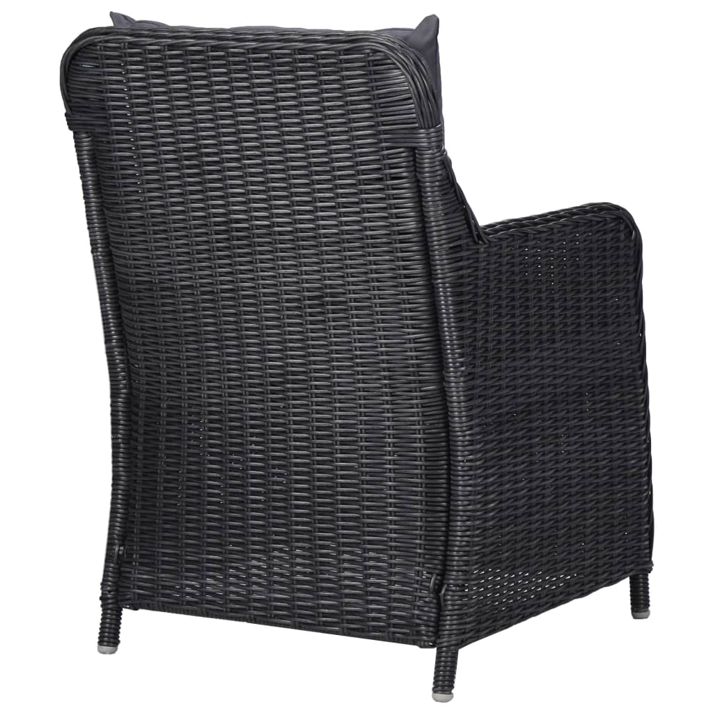vidaXL Sodo kėdės su pagalvėlėmis, 2 vnt., juodos spalvos, poliratanas