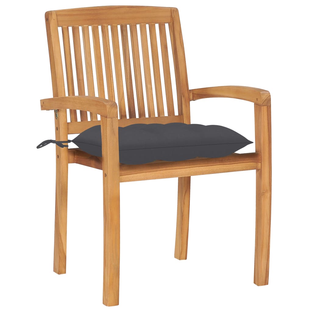 vidaXL Sodo kėdės su antracito pagalvėlėmis, 2vnt., tikmedžio masyvas