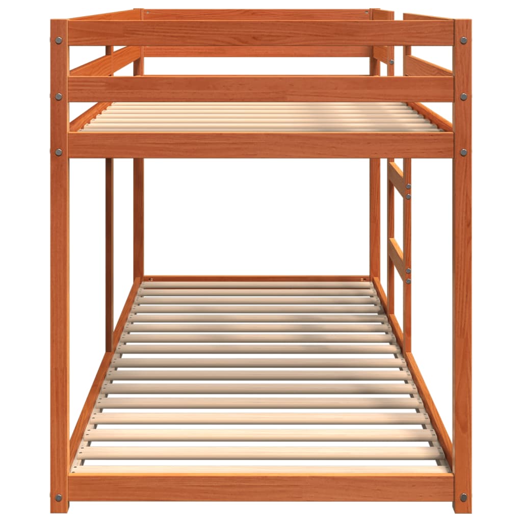 vidaXL Dviaukštė lova, vaško ruda, 80x200cm, pušies medienos masyvas
