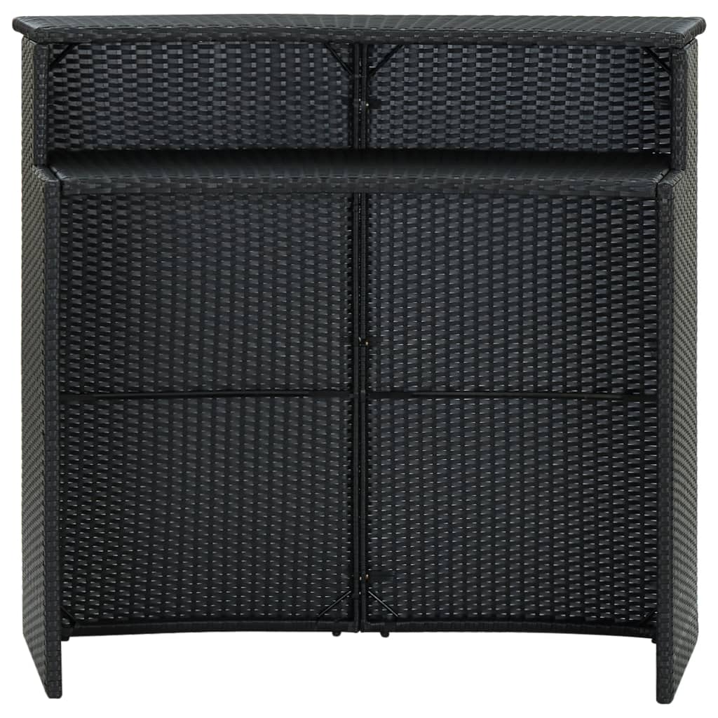 vidaXL Sodo baro staliukas, juodos spalvos, 120x55x110cm, poliratanas