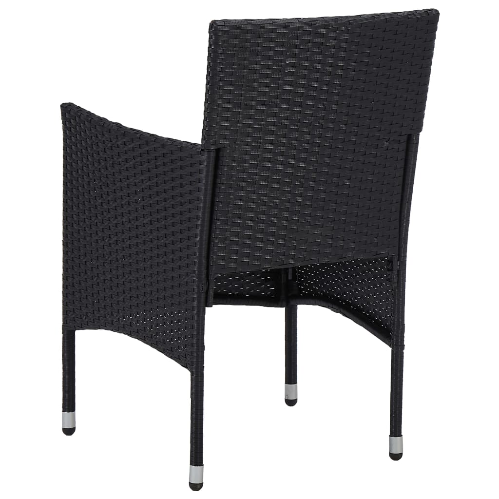vidaXL Sodo valgomojo kėdės, 2 vnt., juodos spalvos, poliratanas