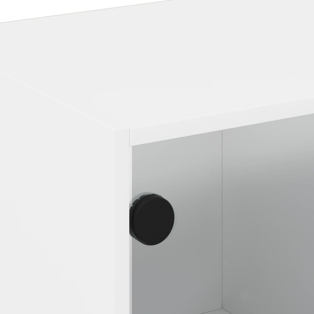 vidaXL Kavos staliukas su stiklinėmis durelėmis, baltas, 68x50x42cm