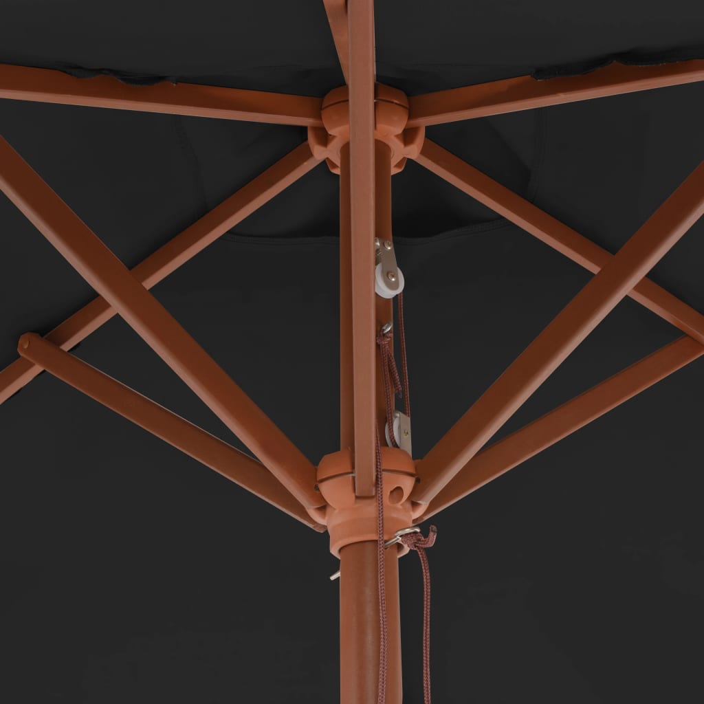 vidaXL Lauko skėtis su mediniu stulpu, juodos spalvos, 150x200cm