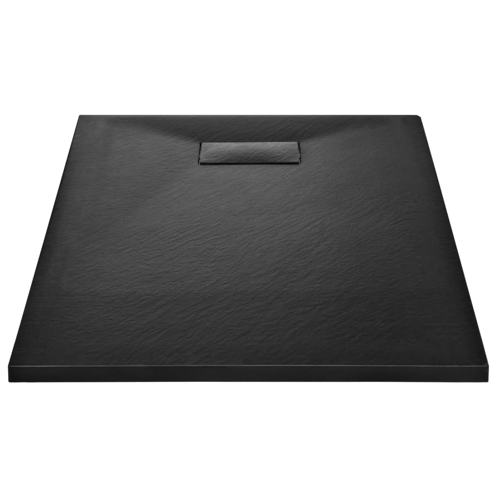 vidaXL Dušo padėklas, juodos spalvos, 100x80 cm, lieto lakšto junginys