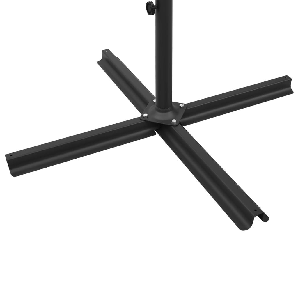 vidaXL Dvigubas skėtis su plieniniu stulpu, juodos spalvos, 600cm