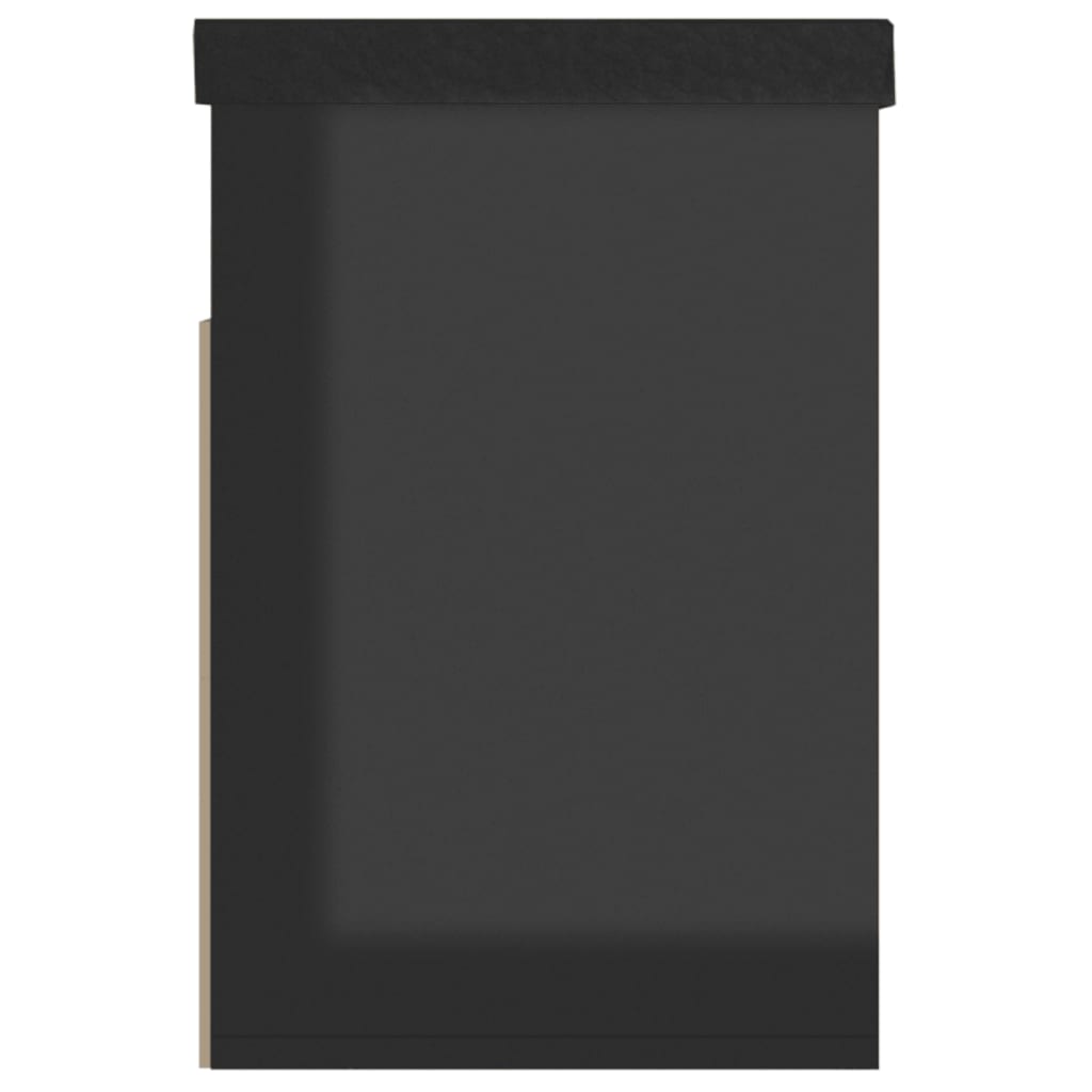 vidaXL Batų suoliukas su pagalvėle, juodas, 80x30x47cm, MDP, blizgus