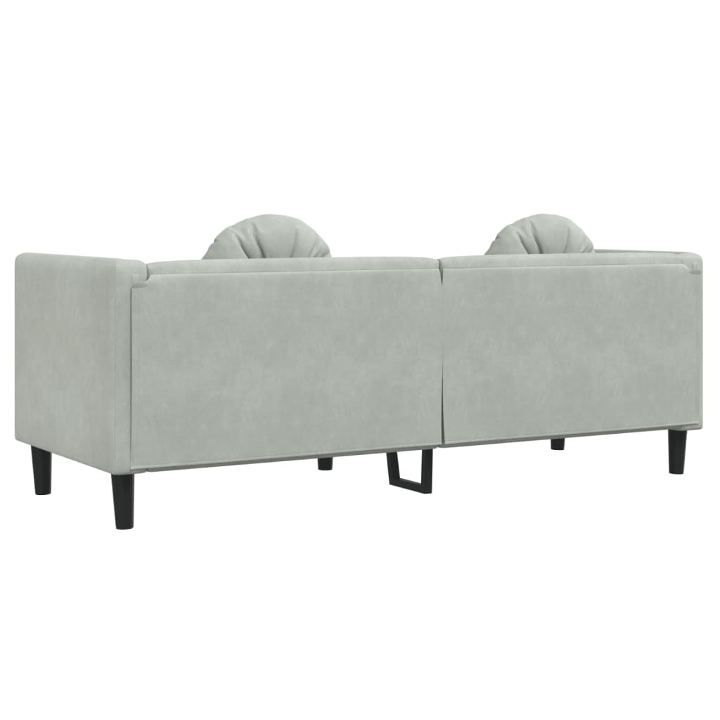 vidaXL Trivietė sofa su pagalvėlėmis, šviesiai pilkos spalvos, aksomas