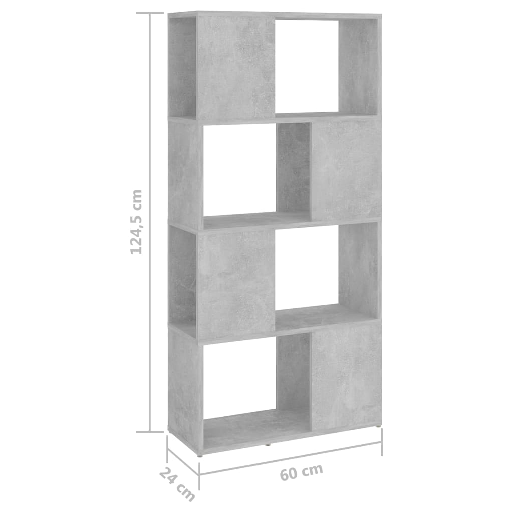 vidaXL Spintelė knygoms/kambario pertvara, betono pilka, 60x24x124,5cm