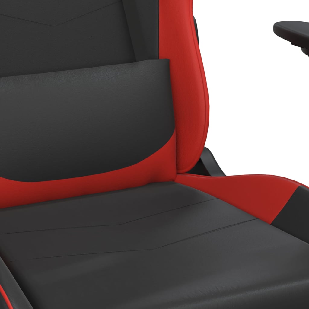 vidaXL Masažinė žaidimų kėdė su pakoja, juoda ir raudona, dirbtinė oda