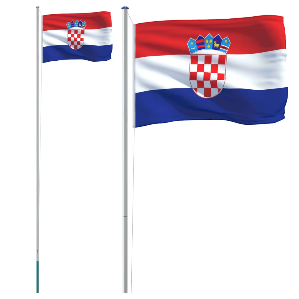 vidaXL Kroatijos vėliava su stiebu, aliuminis, 6,23m