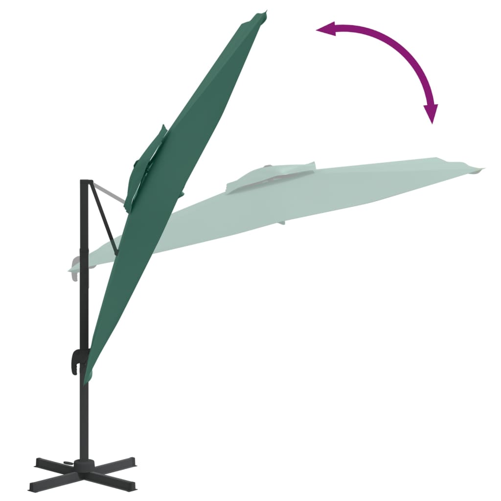 vidaXL Gembės formos skėtis su dvigubu viršumi, žalias, 400x300cm