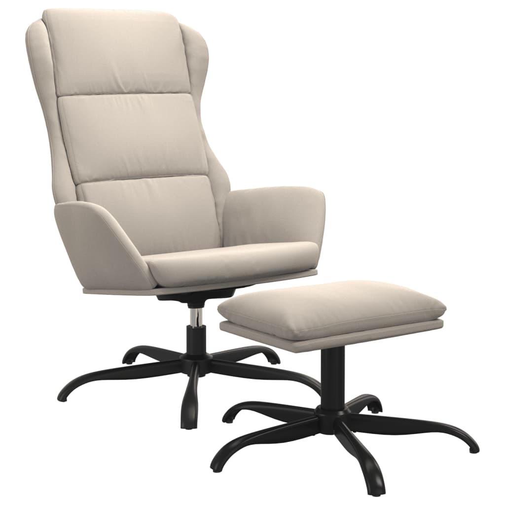 vidaXL Poilsio kėdė su pakoja, kreminės spalvos, mikropluošto audinys