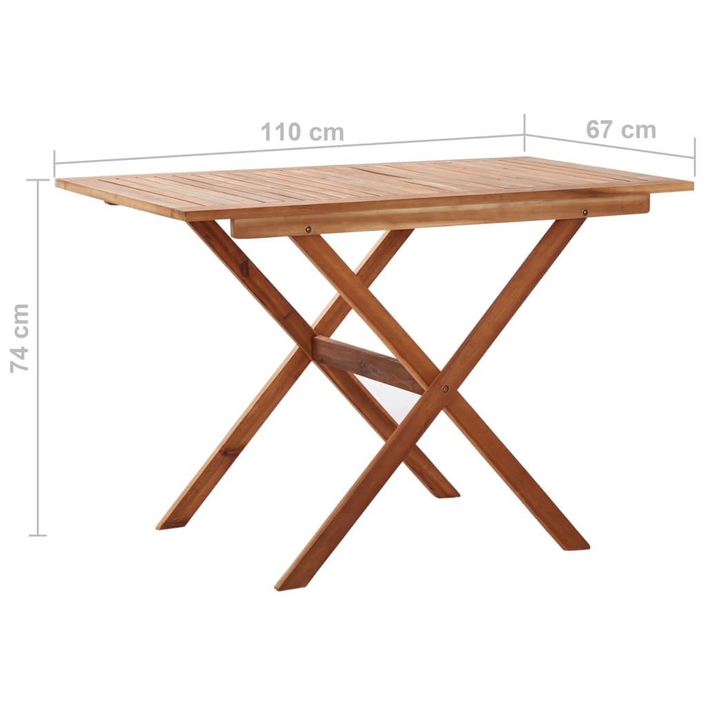 vidaXL Sodo stalas, 110x67x74cm, akacijos masyvas