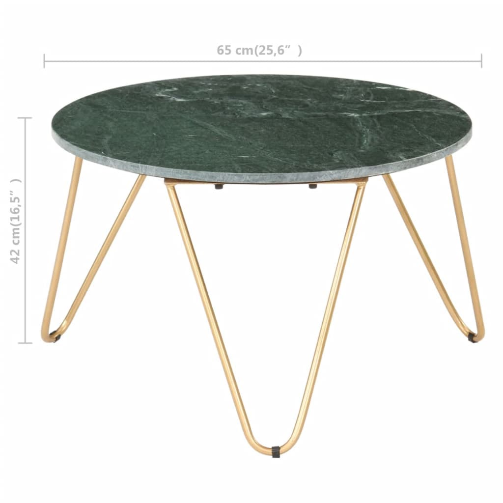 vidaXL Kavos staliukas, žalias, 65x65x42cm, tikras akmuo