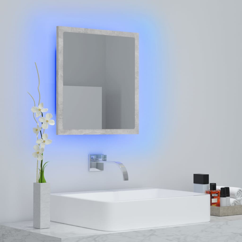 vidaXL Vonios kambario LED veidrodis, betono, 40x8,5x37cm, akrilas