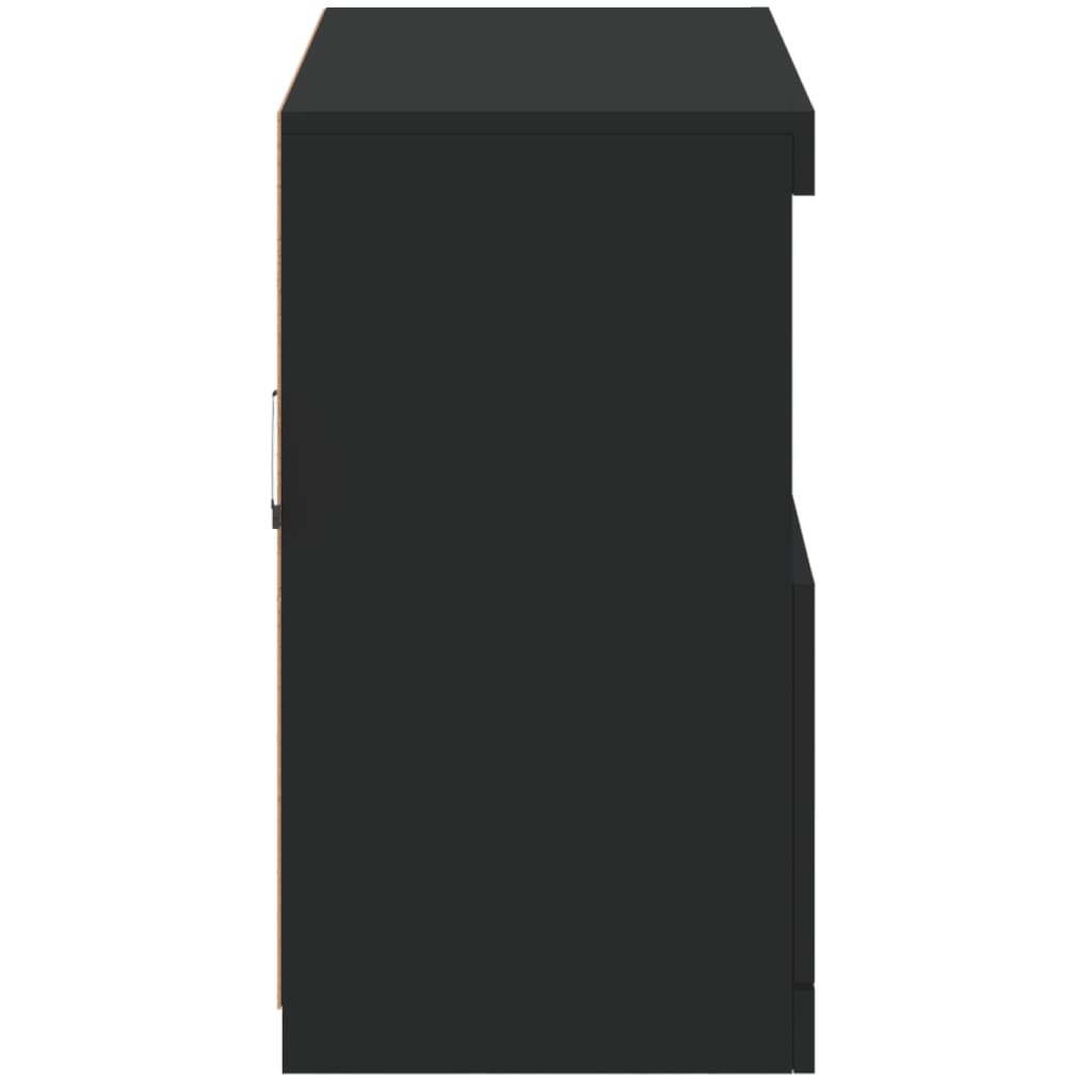vidaXL Šoninė spintelė su LED lemputėmis, juodos spalvos, 81x37x67cm