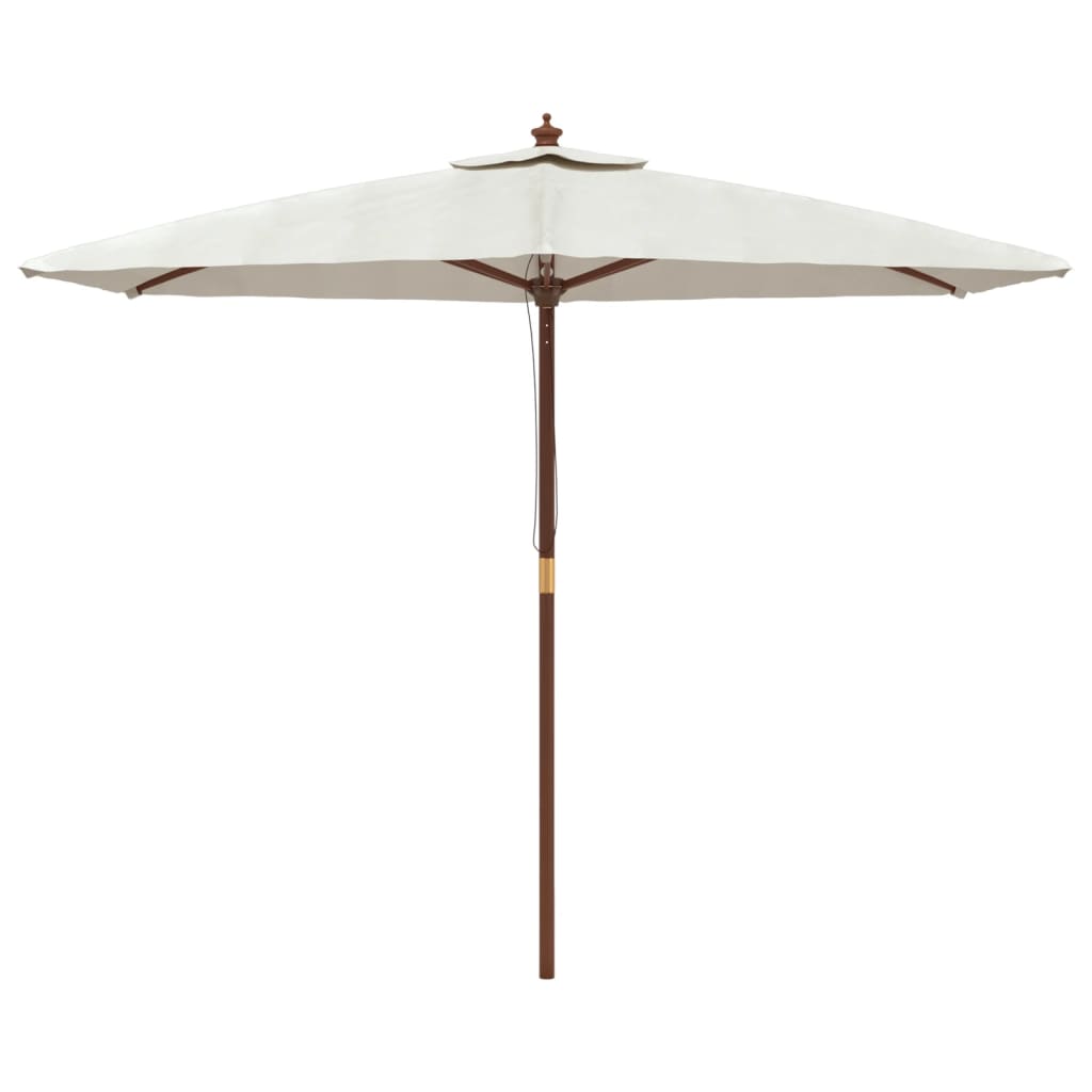 vidaXL Sodo skėtis su mediniu stulpu, smėlio spalvos, 299x240cm