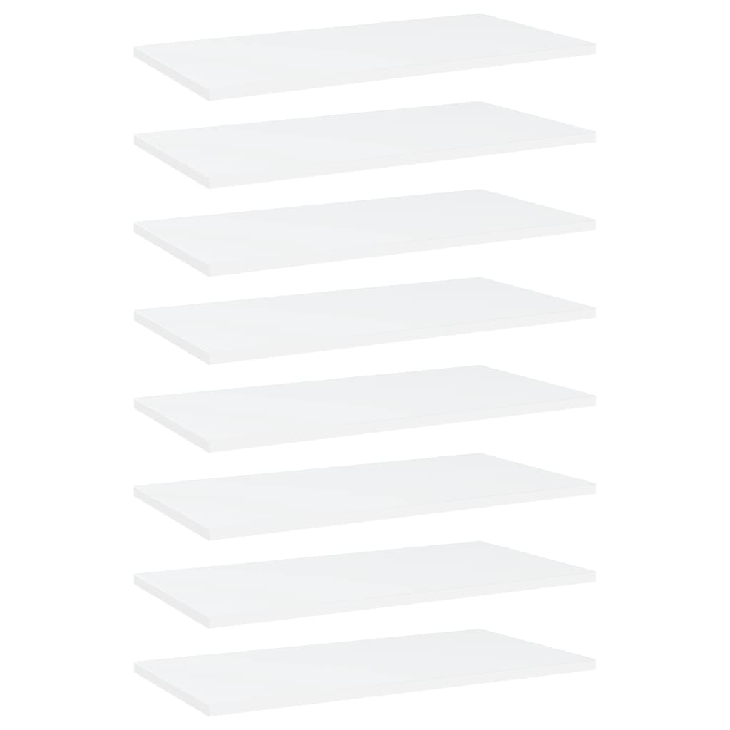 vidaXL Knygų lentynos plokštės, 8vnt., baltos, 60x30x1,5cm, MDP