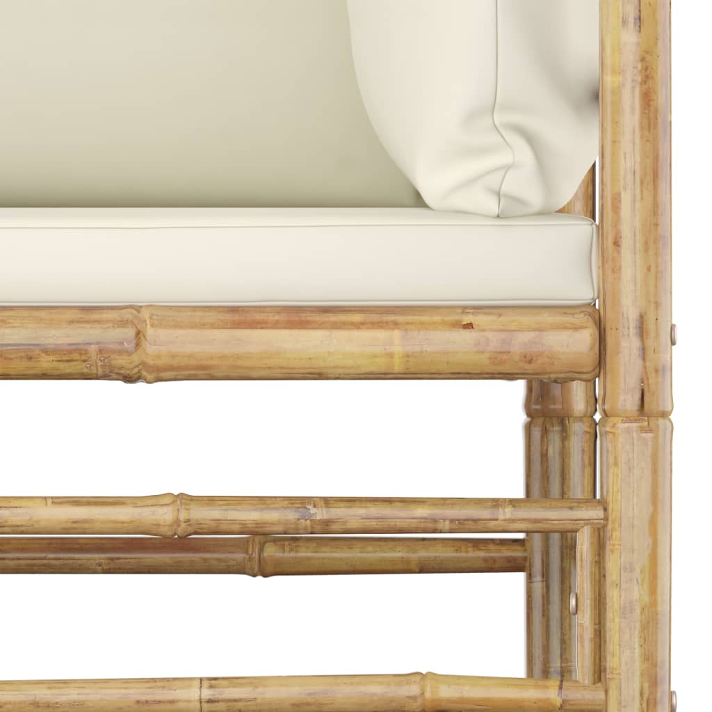 vidaXL Sodo komplektas su kreminėmis pagalvėmis, 3 dalių, bambukas